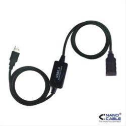 CABLE USB 2.0 PROLONGADOR CON AMPLIFICADOR A/M-A/H 10M NEGRO NANOCABLE