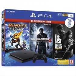 CONSOLA SONY PS4 1TB HITS+UNCHARTED  4+THE LAST O US+RATCHET & CLANCK