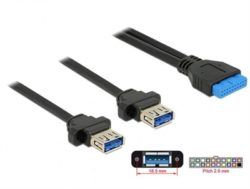 CABLE USB 3.0 PIN HEADER 2.00MM>2X USB 3.0 TYPE-A FEMALE