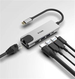 HUB DLINK USB-C 5 EN 1 CON HDMI / ETHERNET / USB-C ALIMENTADO